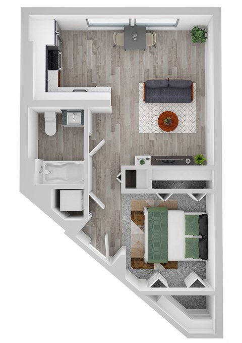 1 Bed A Floor Plan  at Noca Blu, Illinois